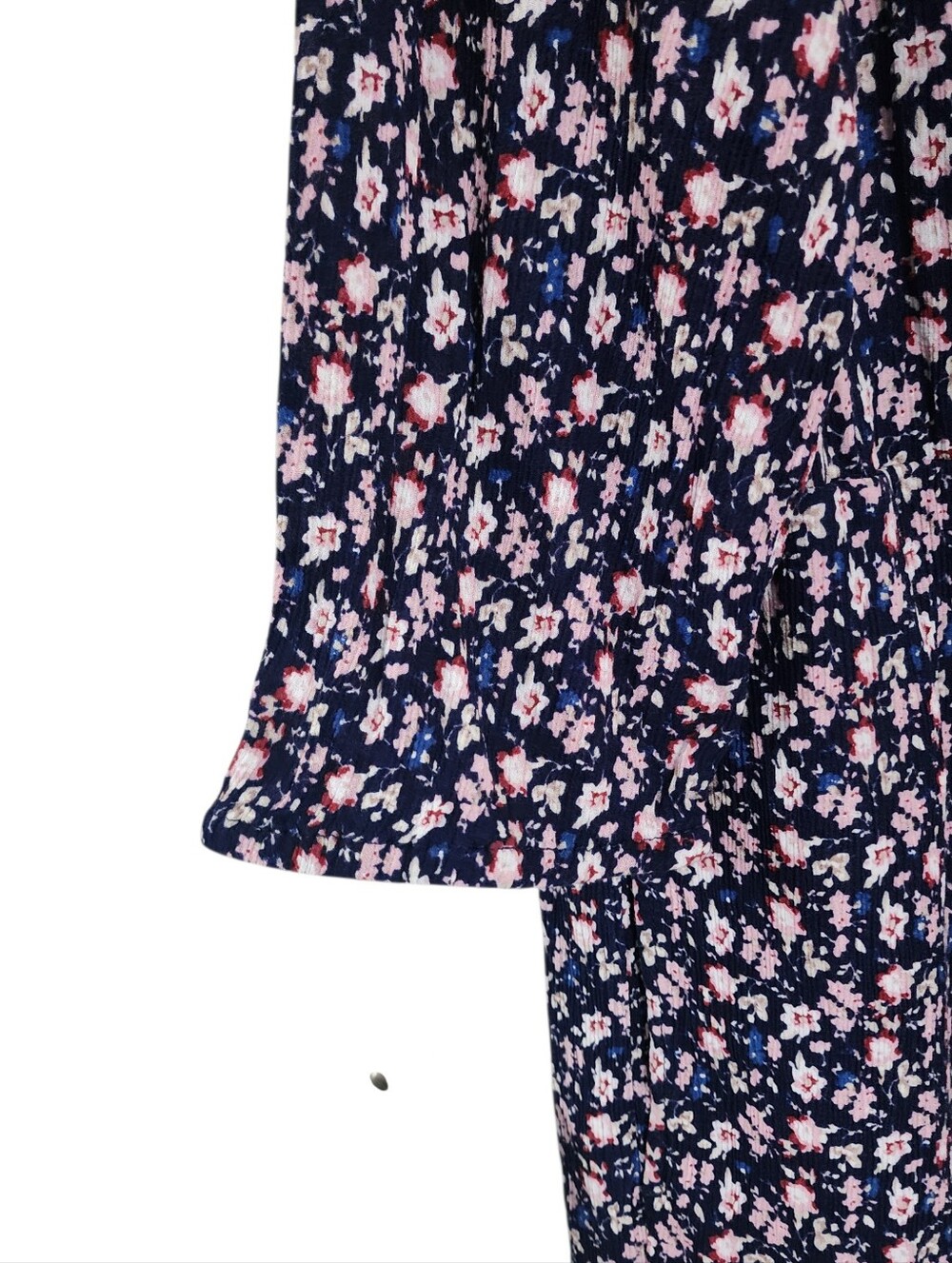 J. Jill Navy Ditsy Floral Wearever 3/4 Sleeve Maxi Dress XL Mature Modest - Picture 4 of 6